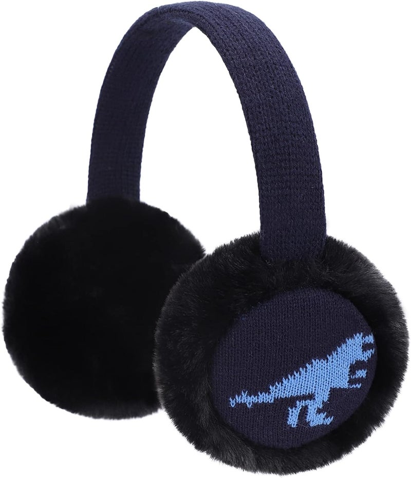 BUTITNOW Toddler Kids Knit Dinosaur Earmuffs Soft Plush Comfortable Winter Outdoor Ear Warmers for Boys Girls - Image 1